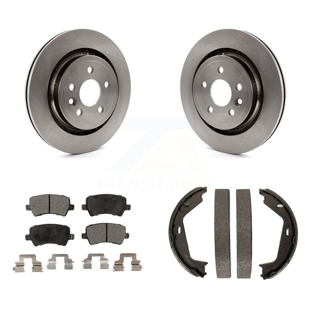 Rear Disc Rotors Ceramic Pads Parking Shoes Kit For 07-09 Volvo S80 AWD With Vented Rotor K8T-105457