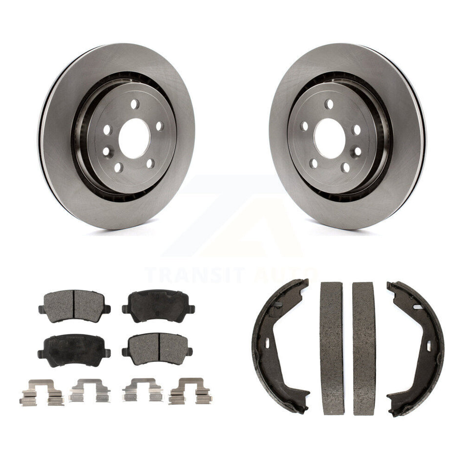 Rear Disc Rotors Ceramic Pads Parking Shoes Kit For 07-09 Volvo S80 AWD With Vented Rotor K8T-105457