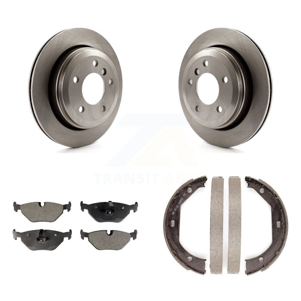 Rear Disc Rotors Ceramic Pads And Parking Brake Shoes Kit For 2001-2005 BMW 325xi K8T-105459