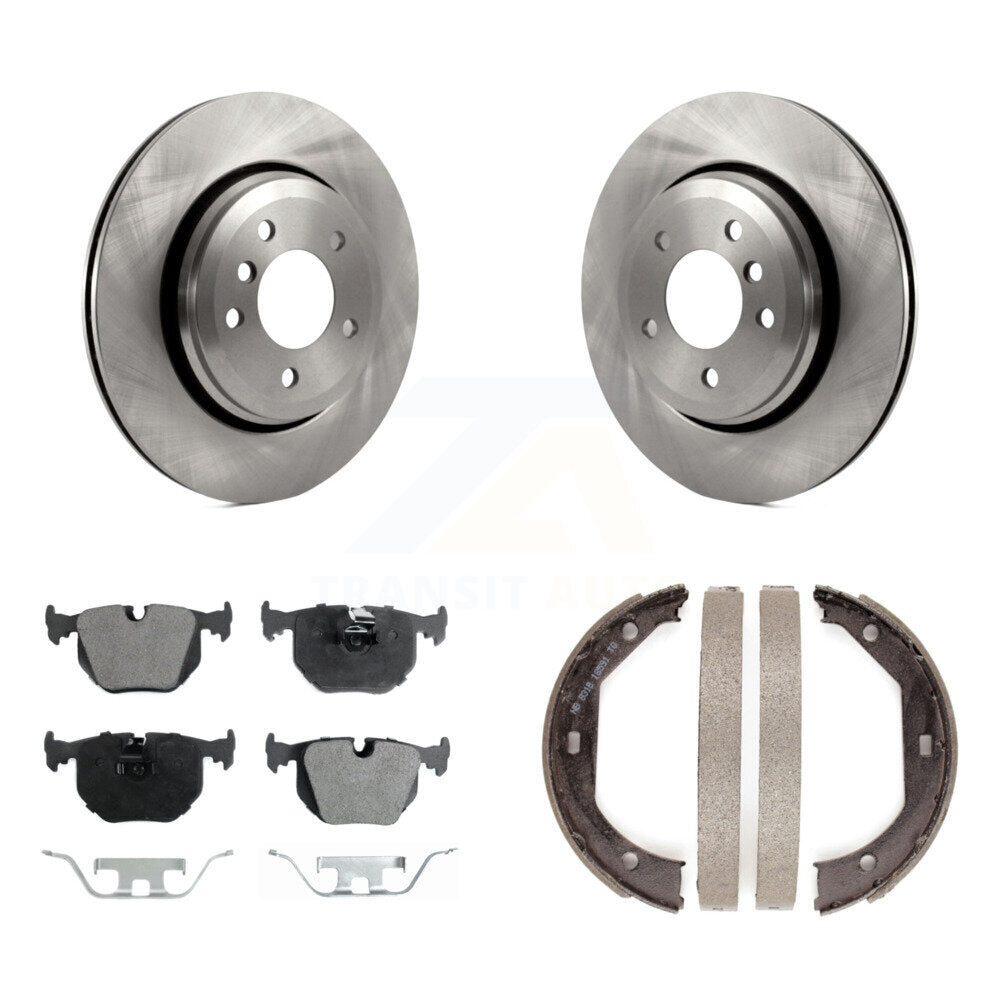 Rear Disc Rotors Ceramic Pads And Parking Brake Shoes Kit For BMW 330Ci 330i 330xi K8T-105460