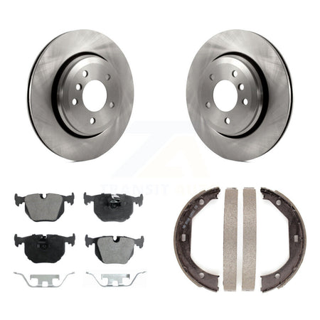 Rear Disc Rotors Ceramic Pads And Parking Brake Shoes Kit For BMW 330Ci 330i 330xi K8T-105460