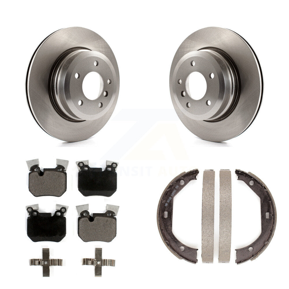 Rear Disc Rotors Ceramic Pads And Parking Brake Shoes Kit For BMW 135i 135is K8T-105461