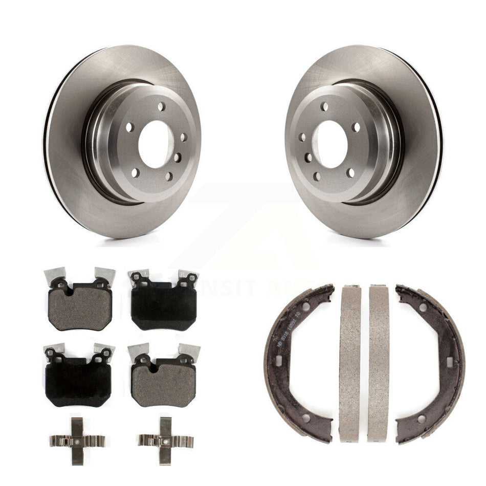 Rear Disc Rotors Ceramic Pads And Parking Brake Shoes Kit For BMW 135i 135is K8T-105461