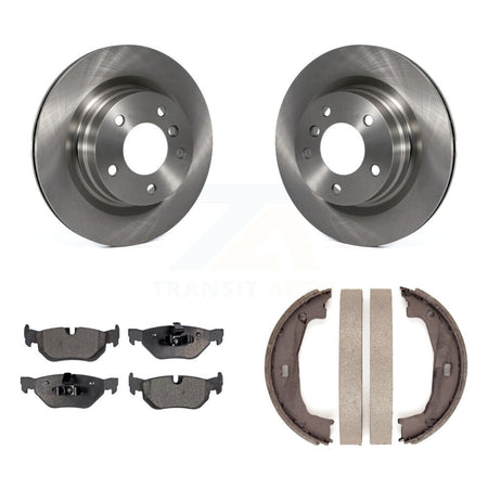 Rear Disc Rotors Ceramic Pads And Parking Brake Shoes Kit For BMW 323i 328i 325i K8T-105468