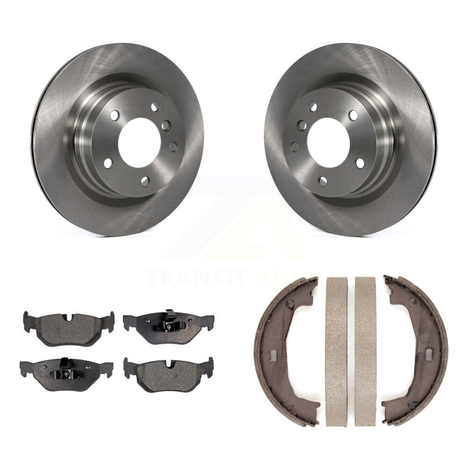 Rear Disc Rotors Ceramic Pads And Parking Brake Shoes Kit For BMW 323i 328i 325i K8T-105468