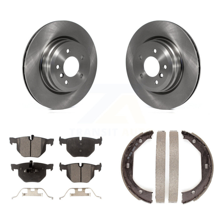 Rear Disc Rotors Ceramic Pads & Parking Shoes Kit For BMW X1 335i xDrive 335xi 330i 330xi K8T-105470
