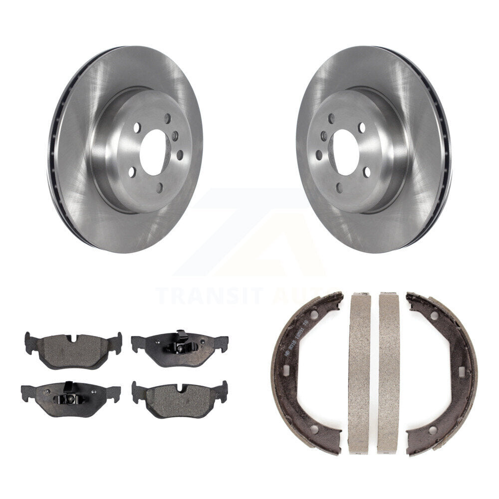 Rear Disc Rotors Ceramic Pads And Parking Brake Shoes Kit For BMW 328i xDrive K8T-105474