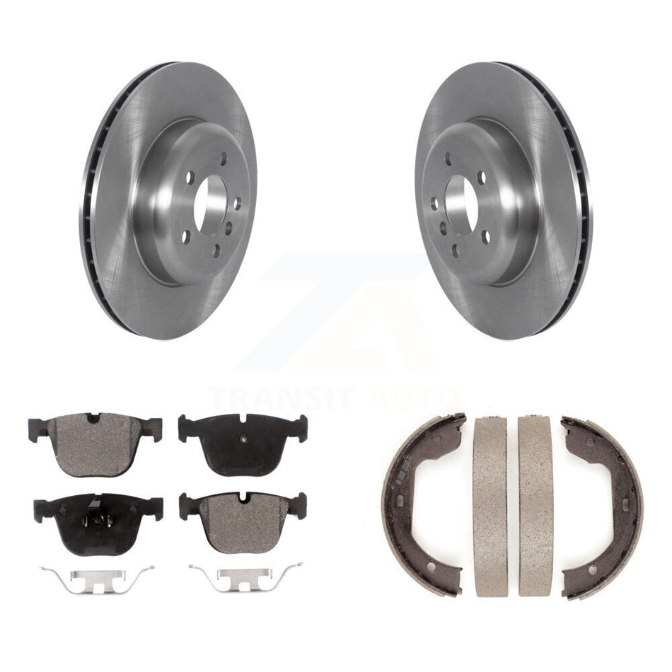 Rear Disc Rotors Ceramic Pads Parking Brake Shoes Kit For BMW 535i GT xDrive 740Li 740i 7 K8T-105484