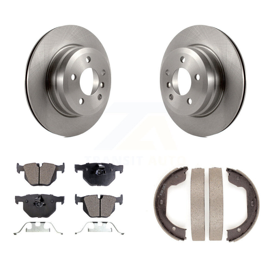 Rear Disc Rotors Ceramic Pads And Parking Brake Shoes Kit For BMW X5 X6 K8T-105486