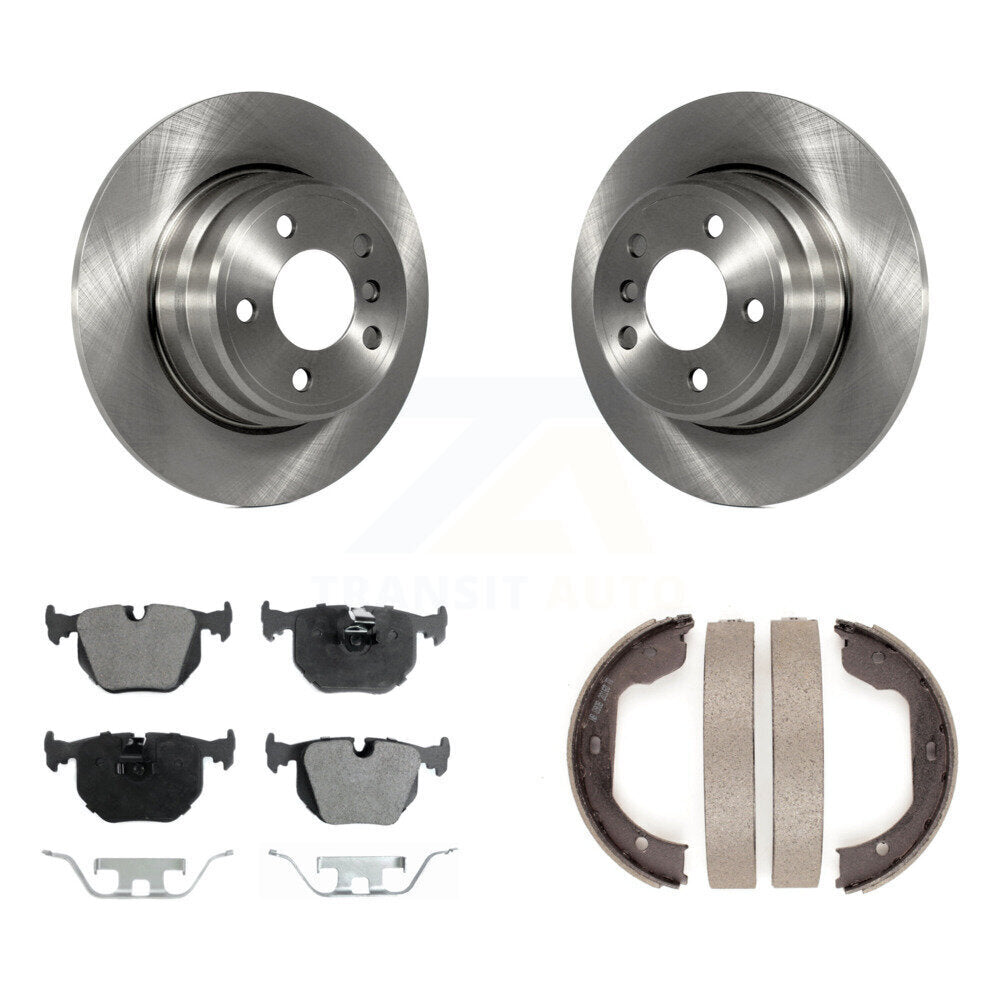 Rear Disc Rotors Ceramic Pads And Parking Brake Shoes Kit For BMW X5 K8T-105488