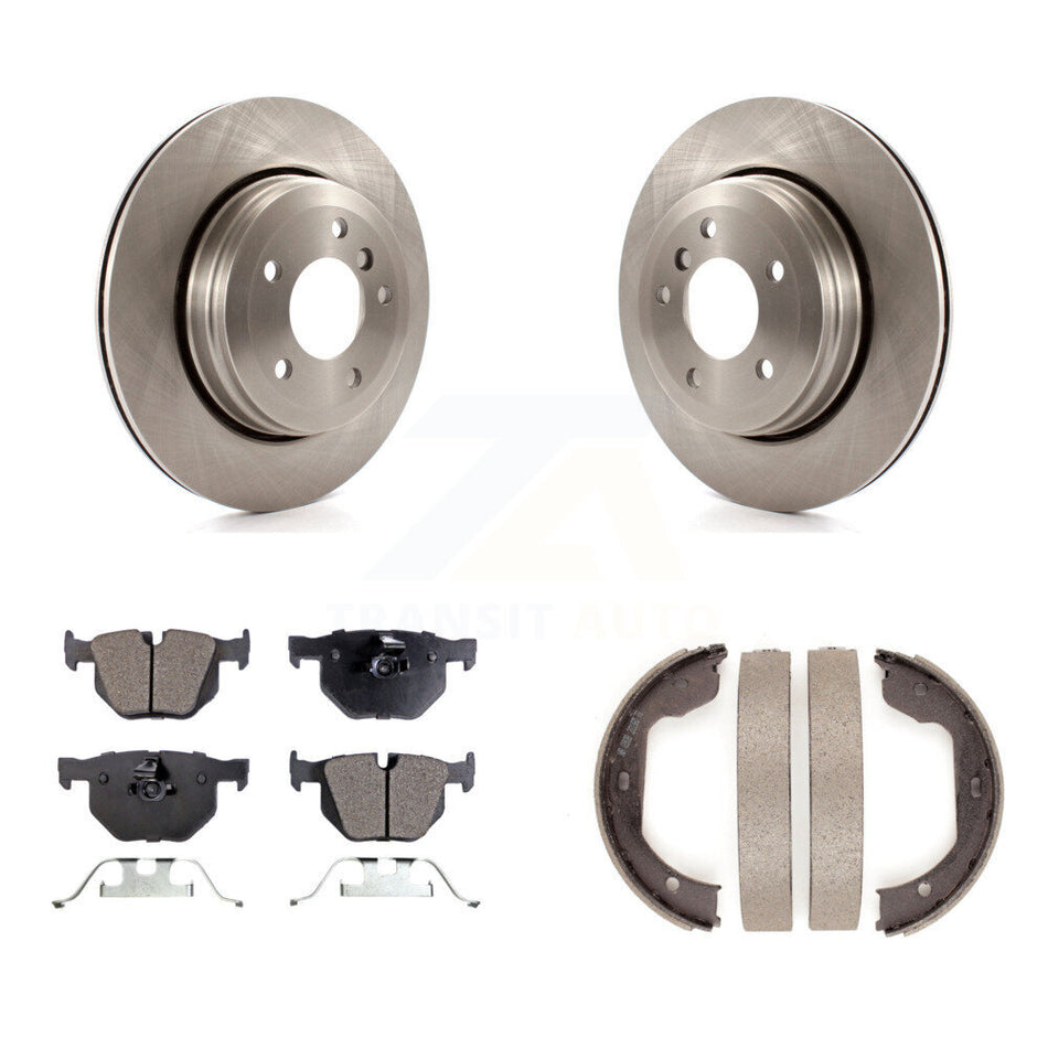Rear Disc Rotors Ceramic Pads And Parking Brake Shoes Kit For BMW 530i 525i 528i K8T-105489