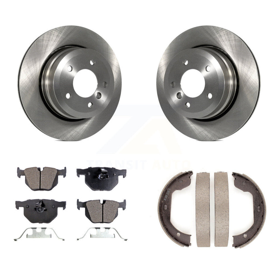 Rear Disc Rotors Ceramic Pads And Parking Shoes Kit For BMW 530xi 528i xDrive 535i 535xi K8T-105492