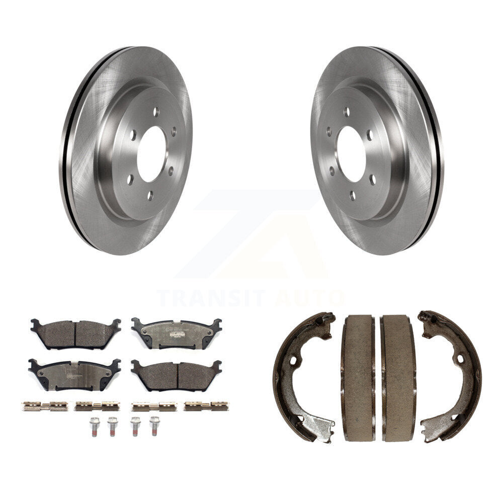 Rear Disc Rotors Ceramic Pads And Parking Brake Shoes Kit For Ford F-150 K8T-105498