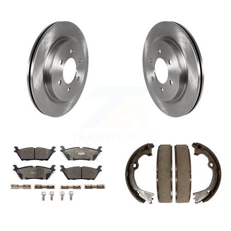 Rear Disc Rotors Ceramic Pads And Parking Brake Shoes Kit For Ford F-150 K8T-105498