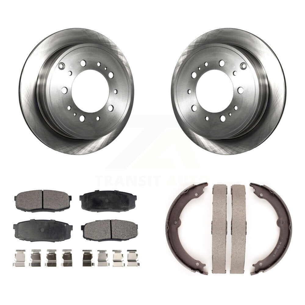 Rear Disc Rotors Ceramic Pads And Parking Shoes Kit For Toyota Tundra Sequoia Lexus LX570 K8T-105499