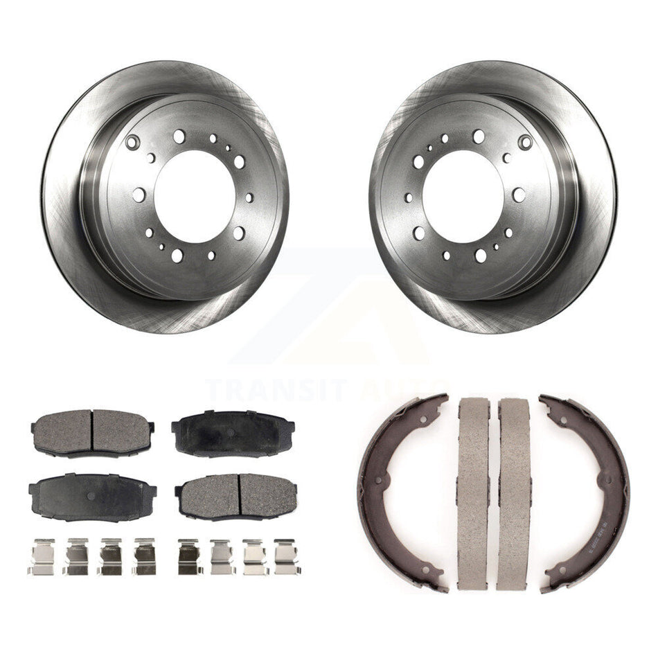 Rear Disc Rotors Ceramic Pads And Parking Shoes Kit For Toyota Tundra Sequoia Lexus LX570 K8T-105499