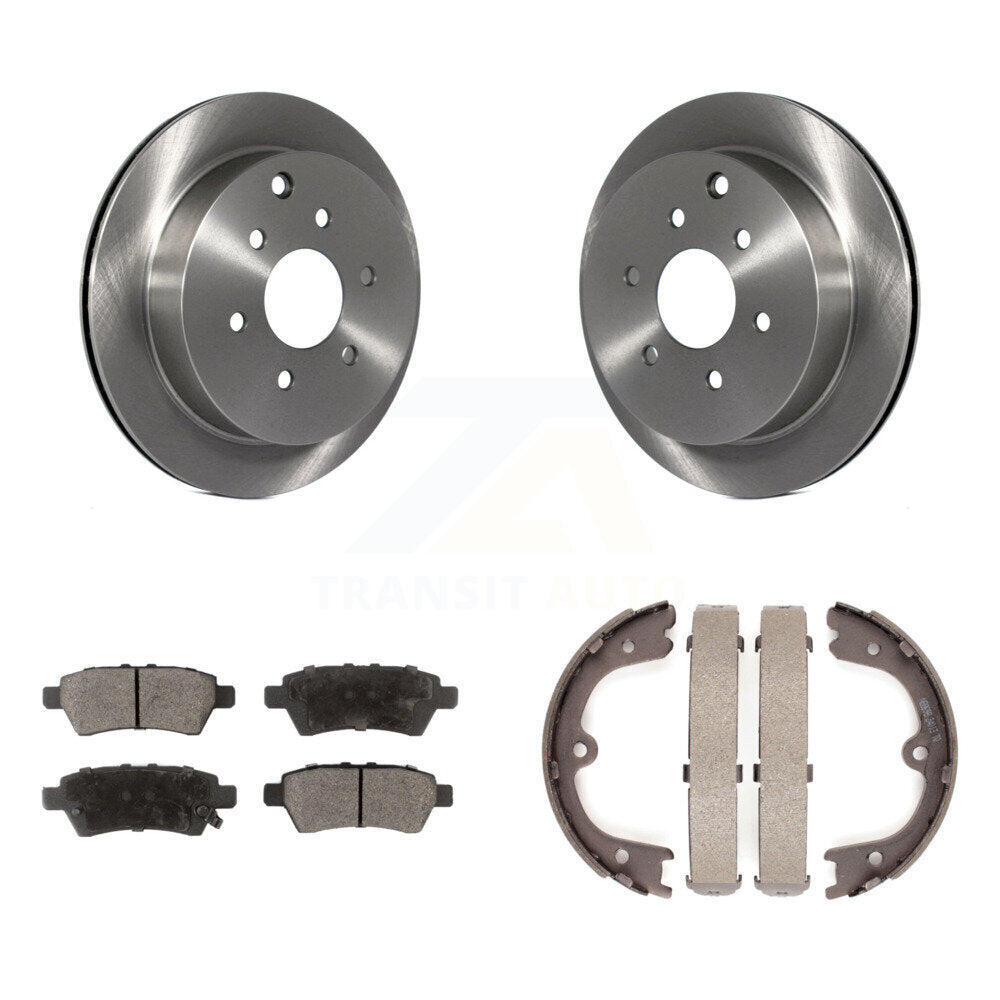 Rear Disc Rotors Ceramic Pads And Parking Brake Shoes Kit For 2006-2007 Nissan Xterra K8T-105505