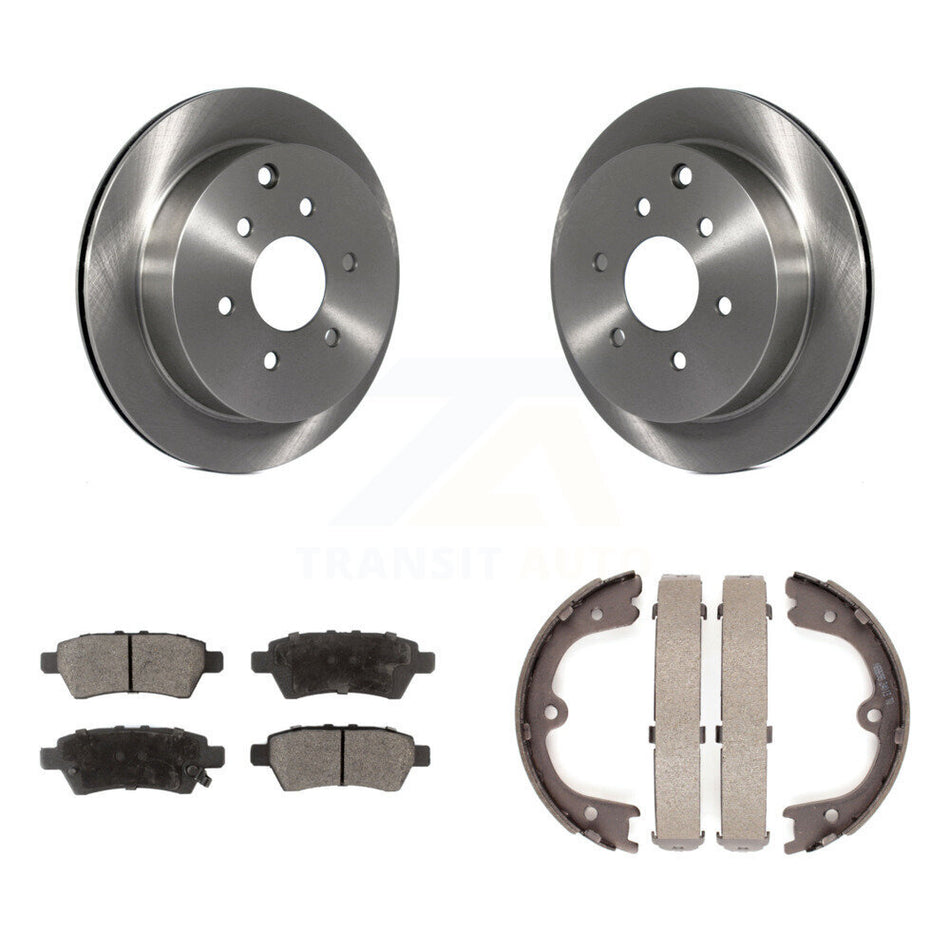 Rear Disc Rotors Ceramic Pads And Parking Brake Shoes Kit For 2006-2007 Nissan Xterra K8T-105505