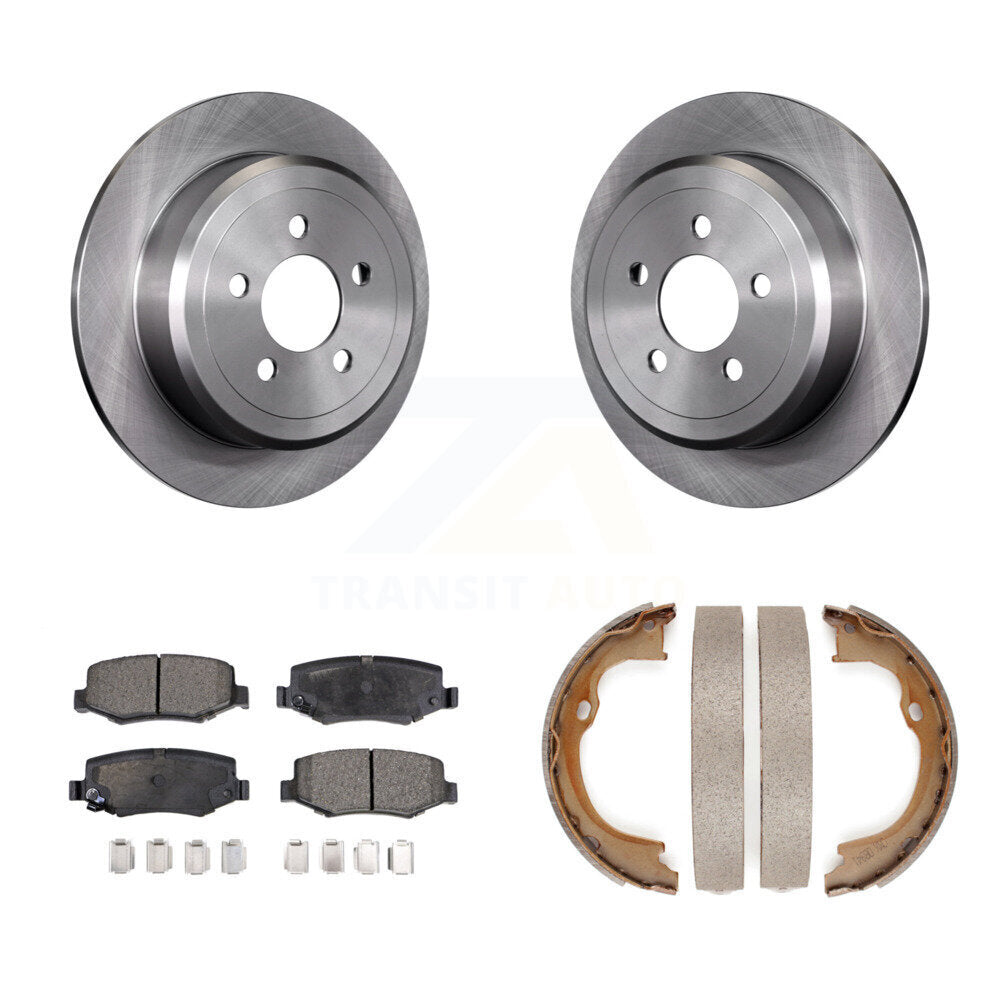 Rear Disc Rotors Ceramic Pads And Parking Brake Shoes Kit For Jeep Liberty Dodge Nitro K8T-105508