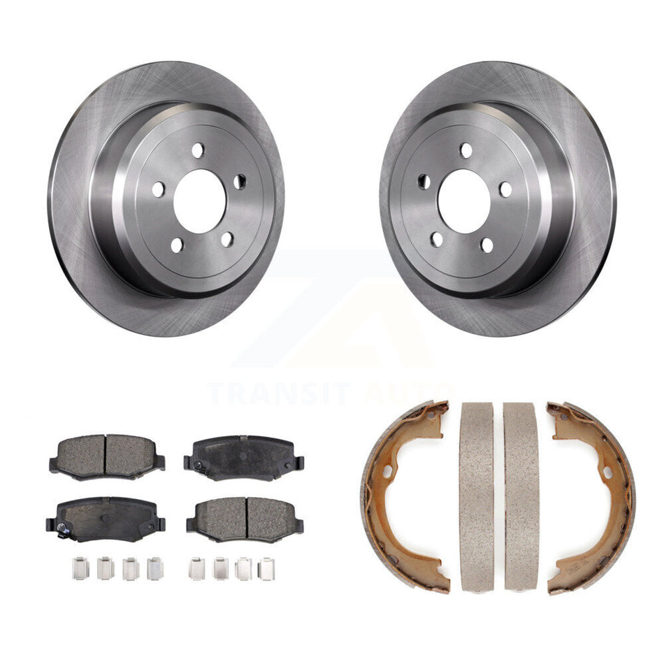 Rear Disc Rotors Ceramic Pads And Parking Brake Shoes Kit For Jeep Liberty Dodge Nitro K8T-105508