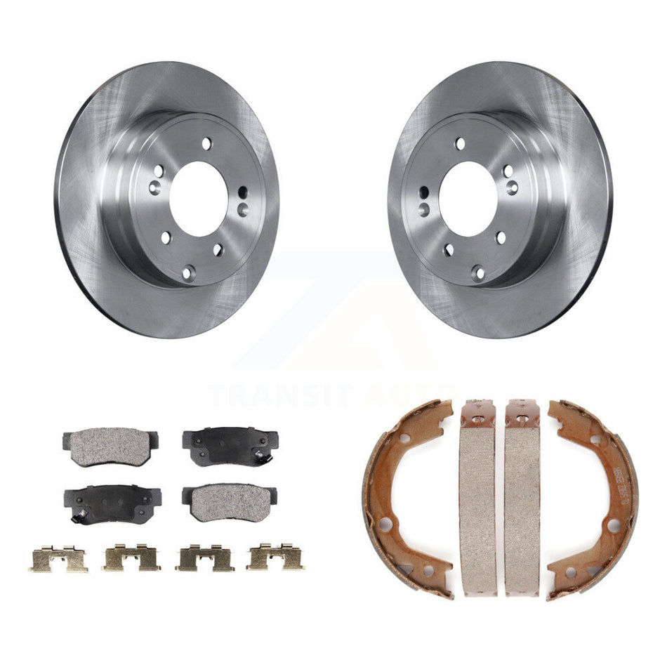 Rear Disc Rotors Ceramic Pads And Parking Brake Shoes Kit For Hyundai Sonata 3.3L K8T-105516