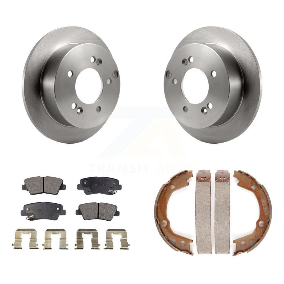 Rear Disc Rotors Ceramic Pads And Parking Brake Shoes Kit For Hyundai Sonata 2.4L K8T-105519
