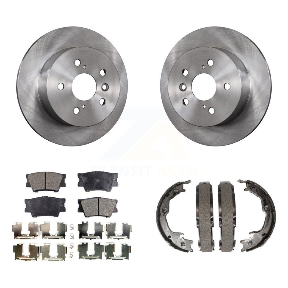 Rear Disc Rotors Ceramic Pads Parking Brake Shoes Kit For Toyota Camry Lexus ES350 Avalon K8T-105521