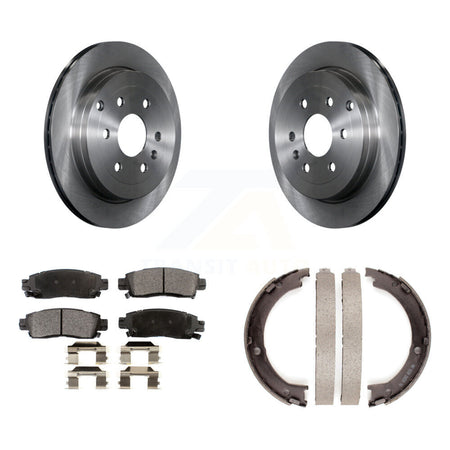Rear Disc Rotors Ceramic Pads & Parking Shoes Kit For GMC Acadia Buick Enclave Chevrolet K8T-105522