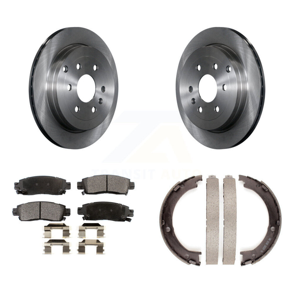 Rear Disc Rotors Ceramic Pads & Parking Shoes Kit For GMC Acadia Buick Enclave Chevrolet K8T-105522