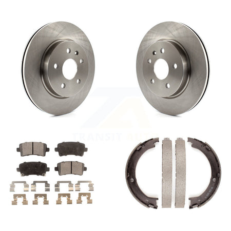 Rear Disc Rotors Ceramic Pads And Parking Brake Shoes Kit For Cadillac XTS K8T-105523