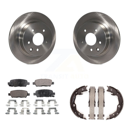Rear Disc Rotors Ceramic Pads & Parking Brake Shoes Kit For Nissan Rogue LEAF Juke Select K8T-105526