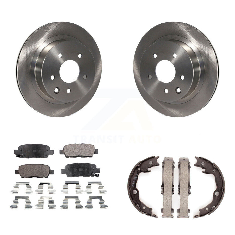 Rear Disc Rotors Ceramic Pads & Parking Brake Shoes Kit For Nissan Rogue LEAF Juke Select K8T-105526