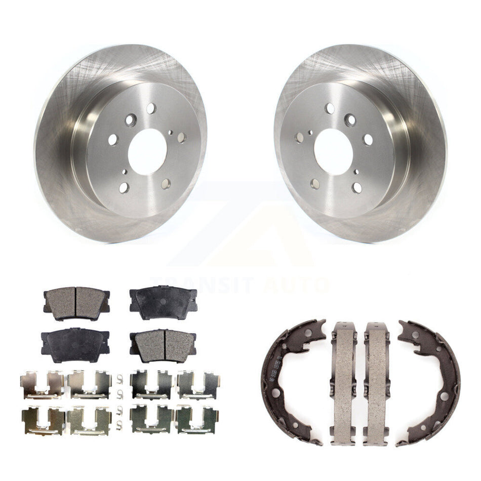 Rear Disc Rotors Ceramic Pads And Parking Brake Shoes Kit For Toyota Camry K8T-105532