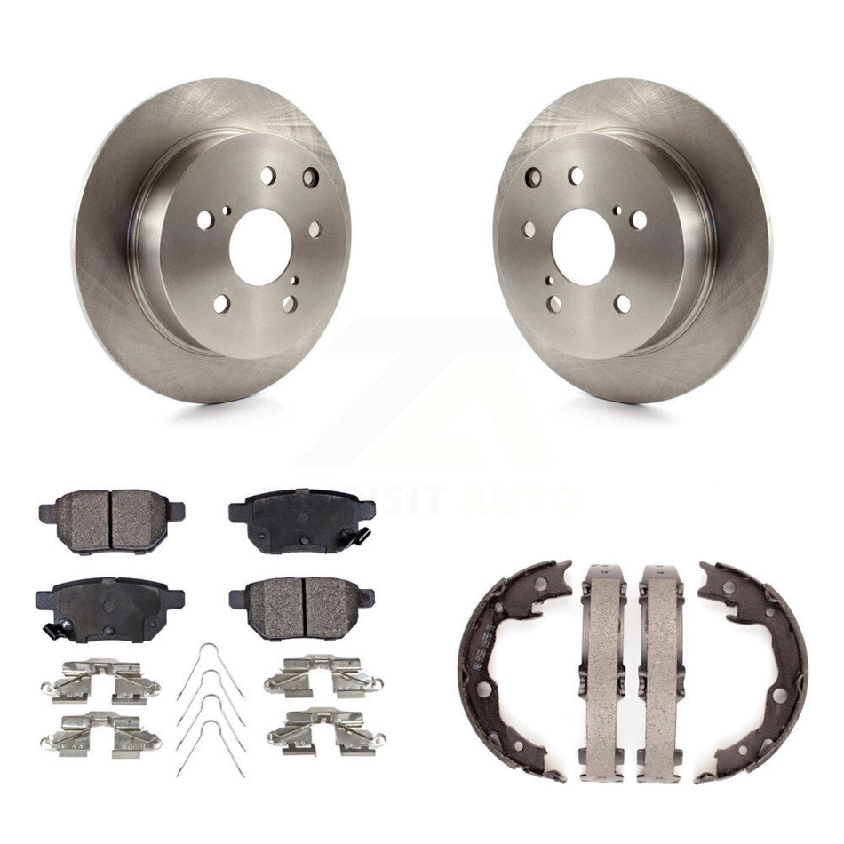 Rear Disc Rotors Ceramic Pads And Parking Brake Shoes Kit For 2010 Toyota Matrix XRS K8T-105535