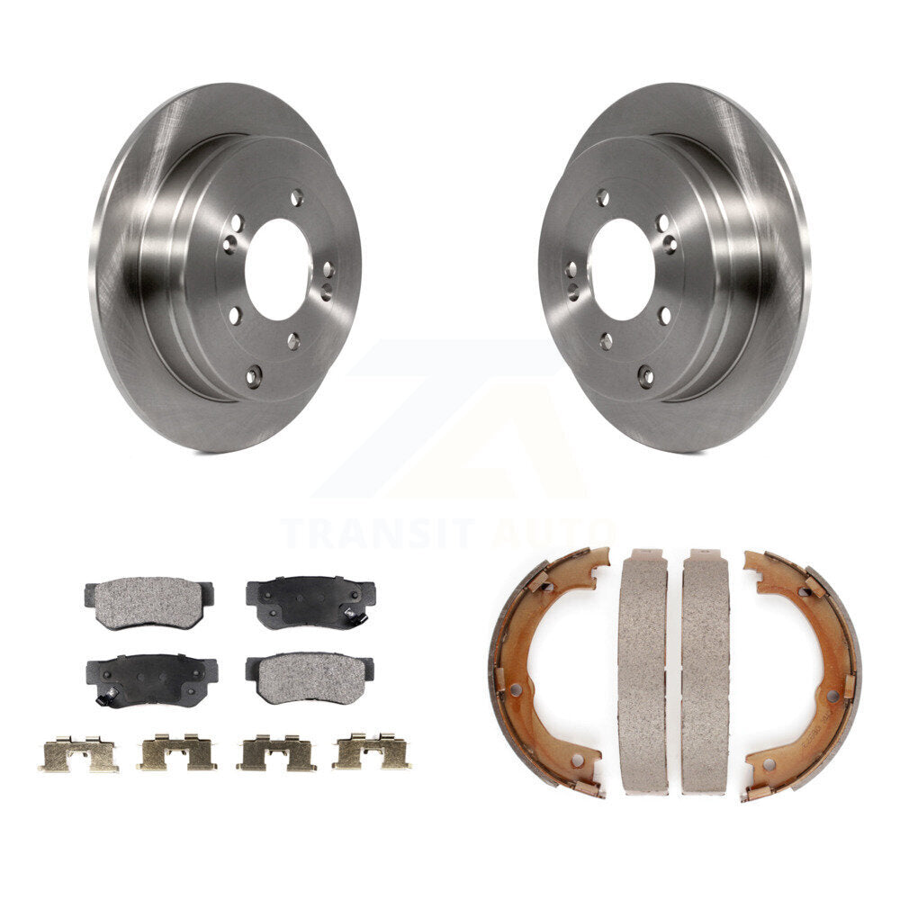 Rear Disc Rotors Ceramic Pads And Parking Brake Shoes Kit For Hyundai Azera K8T-105537