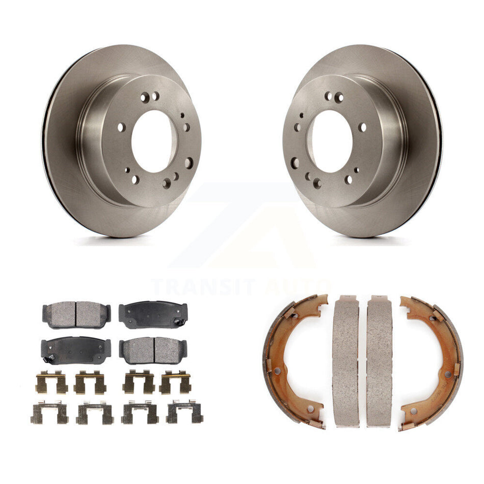 Rear Disc Rotors Ceramic Pads And Parking Brake Shoes Kit For 2007-2009 Kia Sorento K8T-105539