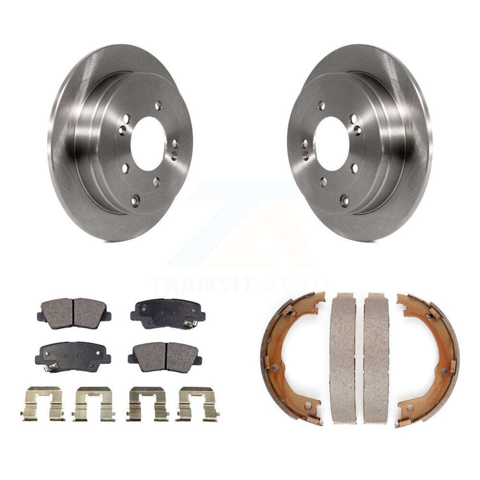 Rear Disc Rotors Ceramic Pads And Parking Brake Shoes Kit For Kia Amanti Hyundai Azera K8T-105540