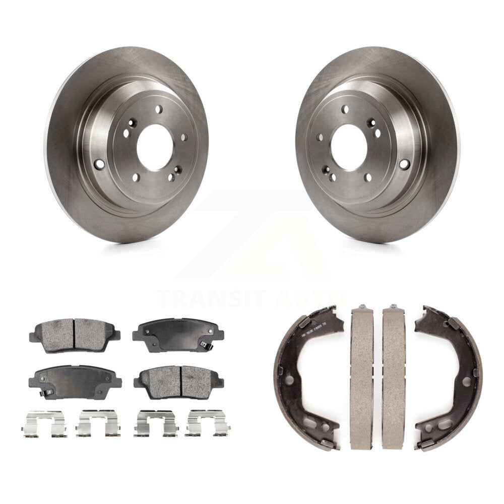 Rear Disc Rotors Ceramic Pads And Parking Brake Shoes Kit For Hyundai Genesis K8T-105542