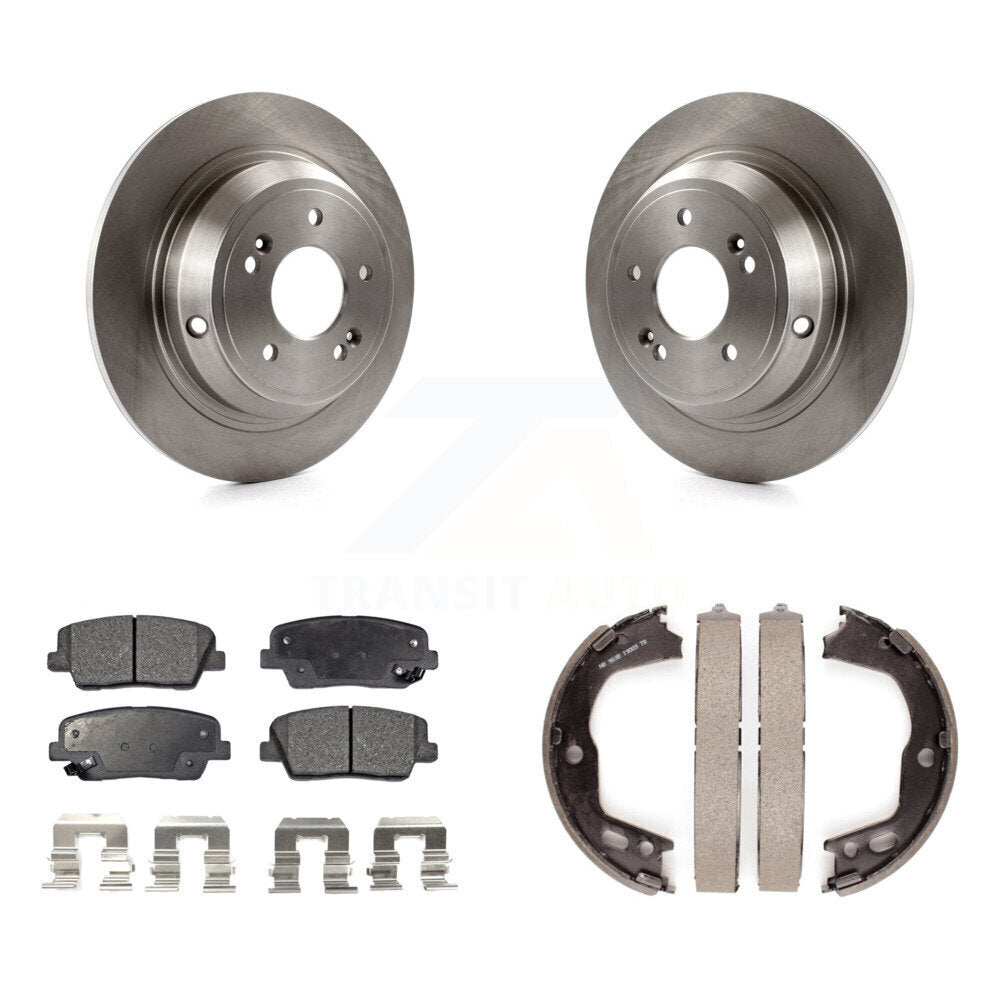 Rear Disc Rotors Ceramic Pads And Parking Brake Shoes Kit For Hyundai Genesis K8T-105545
