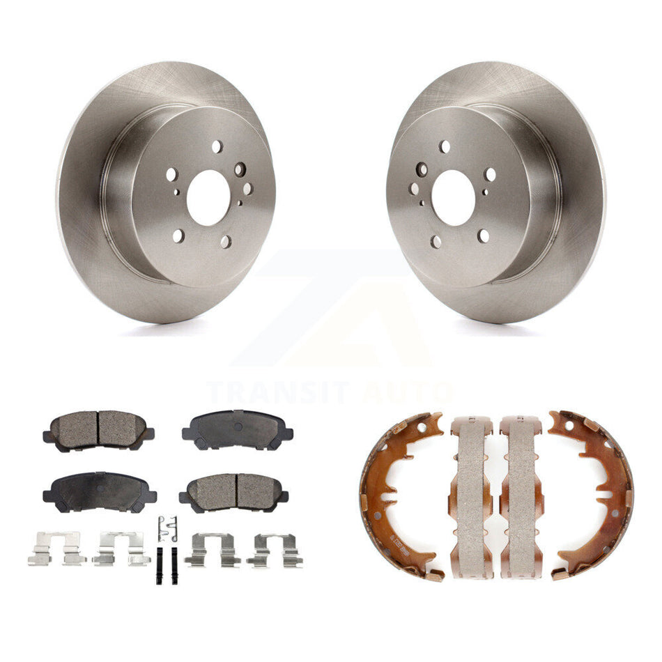 Rear Disc Rotors Ceramic Pads And Parking Brake Shoes Kit For 2008-2013 Toyota Highlander K8T-105546