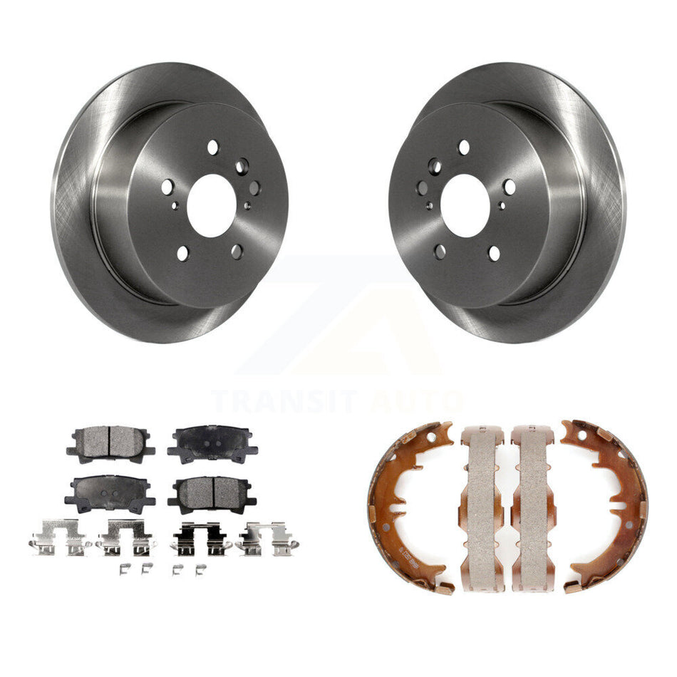 Rear Disc Rotors Ceramic Pads & Parking Shoes Kit For Lexus RX350 Toyota Highlander RX330 K8T-105550