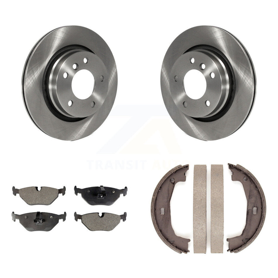 Rear Disc Rotors Ceramic Pads Parking Shoes Kit For BMW 325i 325Ci 323Ci 323i 328Ci 328i K8T-105553