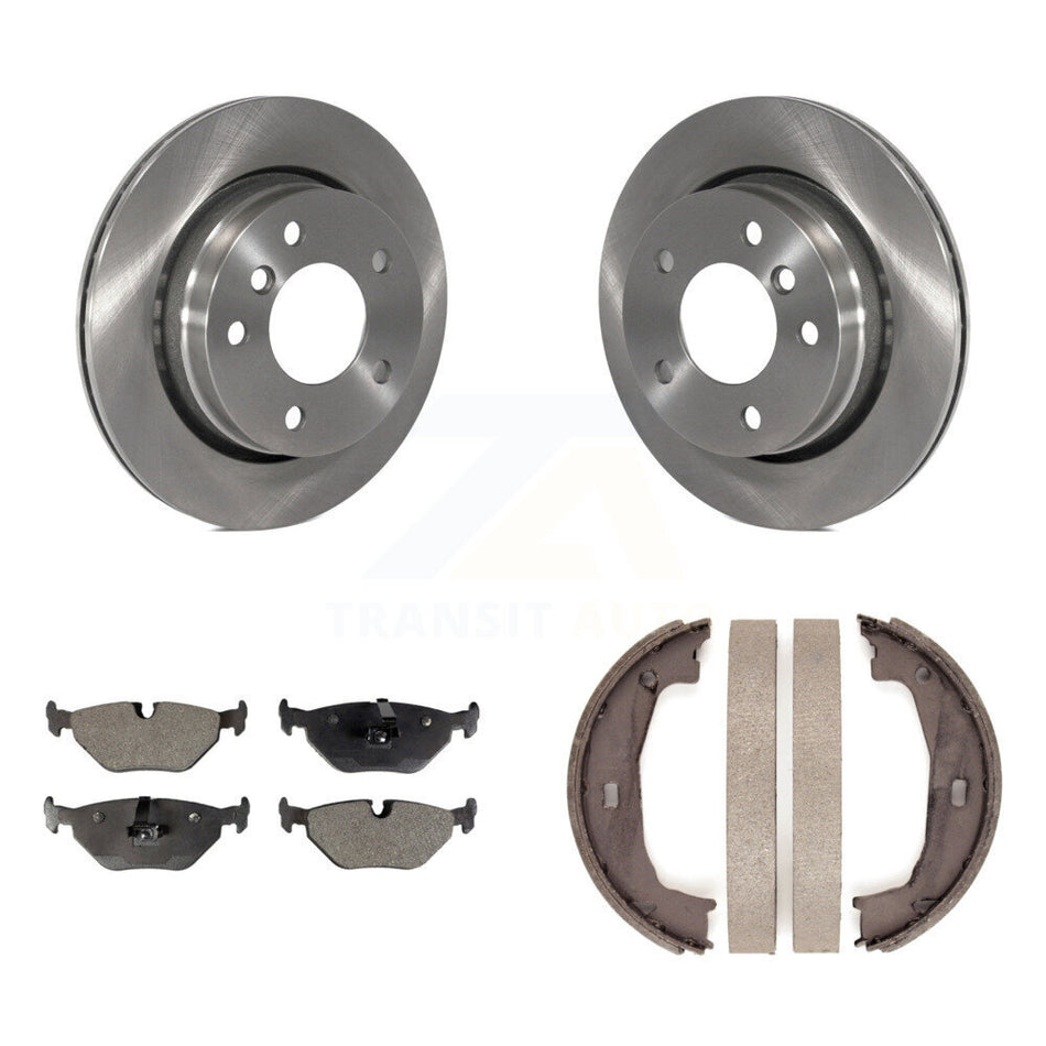 Rear Disc Rotors Ceramic Pads And Parking Brake Shoes Kit For BMW 320i 323Ci 323i K8T-105554