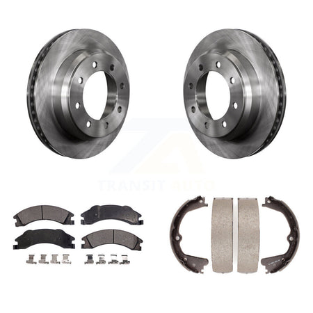 Rear Disc Rotors Ceramic Pads And Parking Shoes Kit For Ford E-350 Super Duty E-250 E-150 K8T-105558