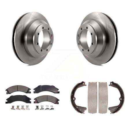 Rear Disc Rotors Ceramic Pads And Parking Brake Shoes Kit For Ford E-350 Super Duty K8T-105559