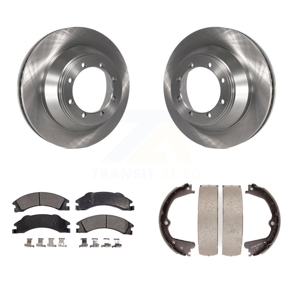 Rear Disc Rotors Ceramic Pads & Parking Shoes Kit For Ford E-450 Super Duty DIESEL engine K8T-105562