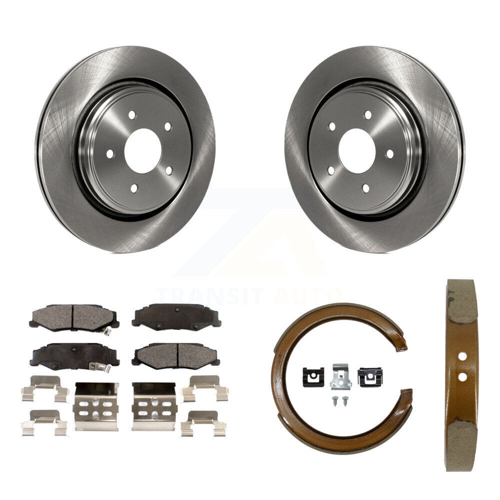 Rear Disc Rotors Ceramic Pads Parking Brake Shoes Kit For Chevrolet Corvette Cadillac XLR K8T-105567