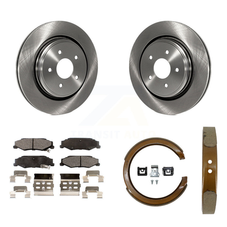 Rear Disc Rotors Ceramic Pads Parking Brake Shoes Kit For Chevrolet Corvette Cadillac XLR K8T-105567