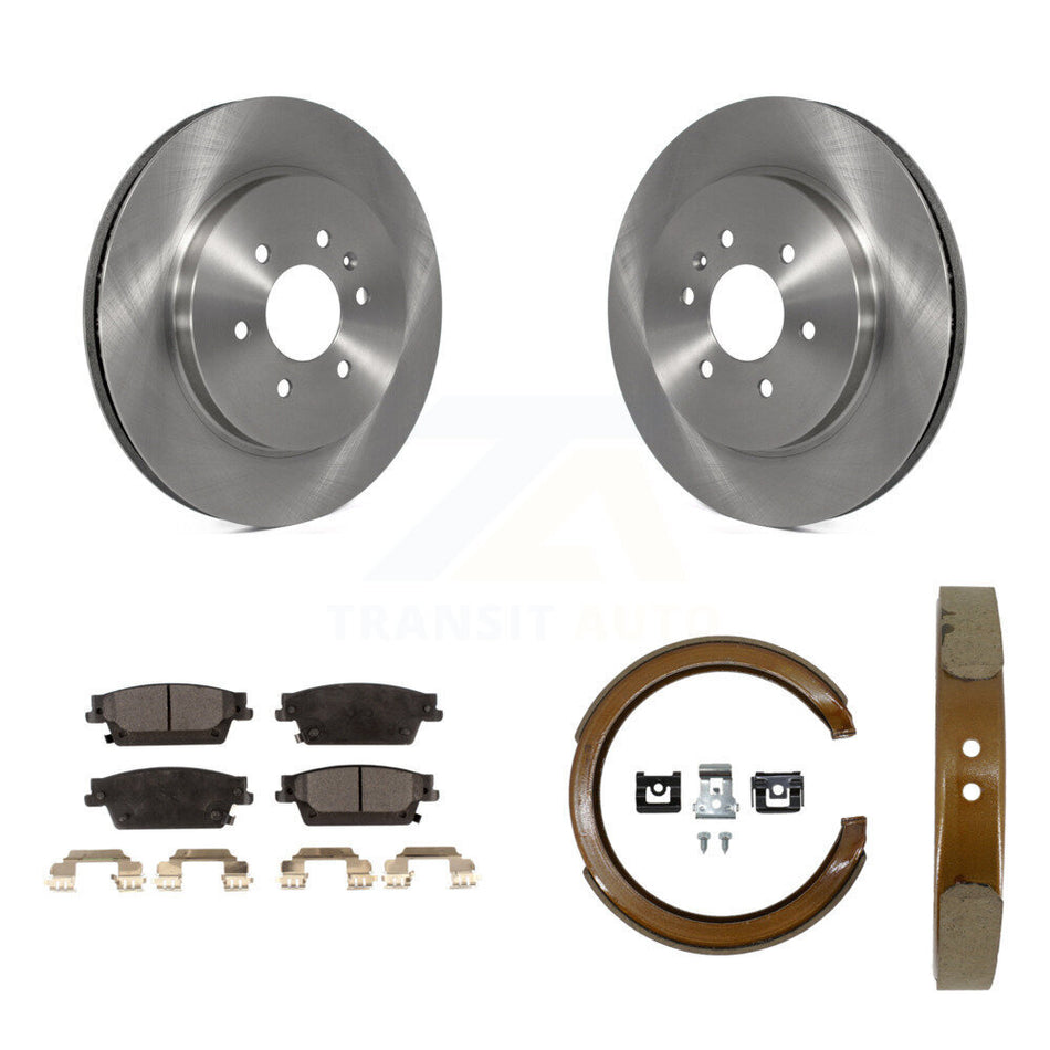 Rear Disc Rotors Ceramic Pads And Parking Brake Shoes Kit For Cadillac SRX K8T-105570