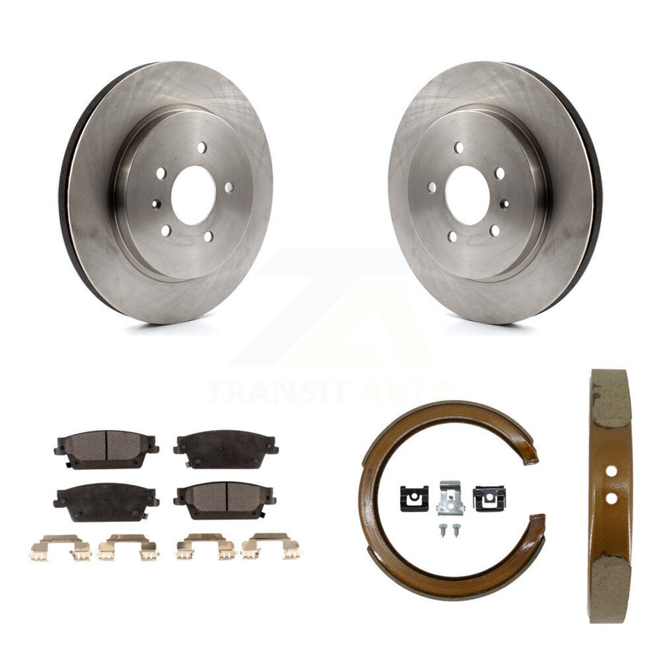 Rear Disc Rotors Ceramic Pads And Parking Brake Shoes Kit For Cadillac CTS STS K8T-105572